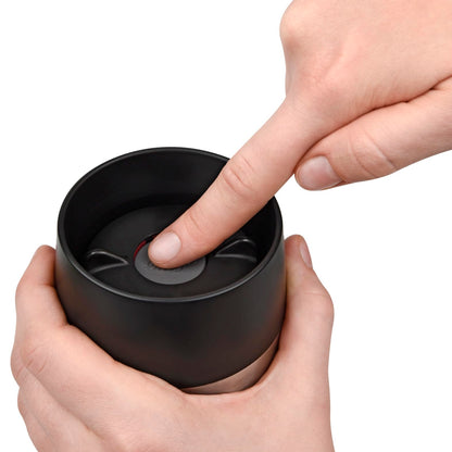 👉 Thermo-Trinkbecher 360 ml – Hält Getränke bis zu 4h heiß & 8h kalt, 100% dicht & auslaufsicher, Quick-Press-Verschluss, 360° Trinköffnung, Schwarz